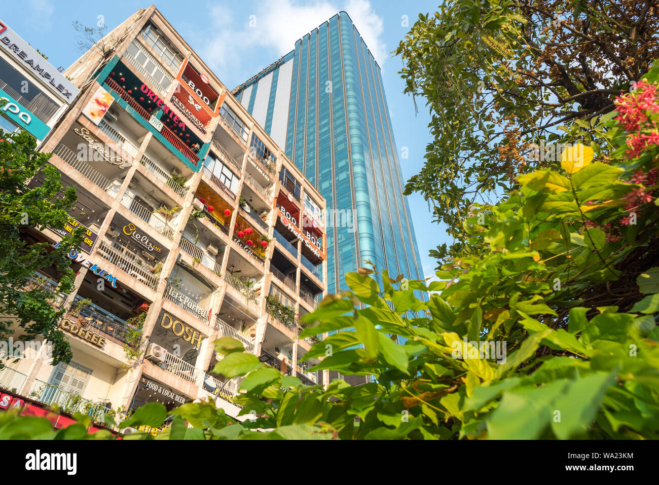 Ho Chi Minh City, Vietnam April 4, 2019 the Cafe Apartment, an old residential building