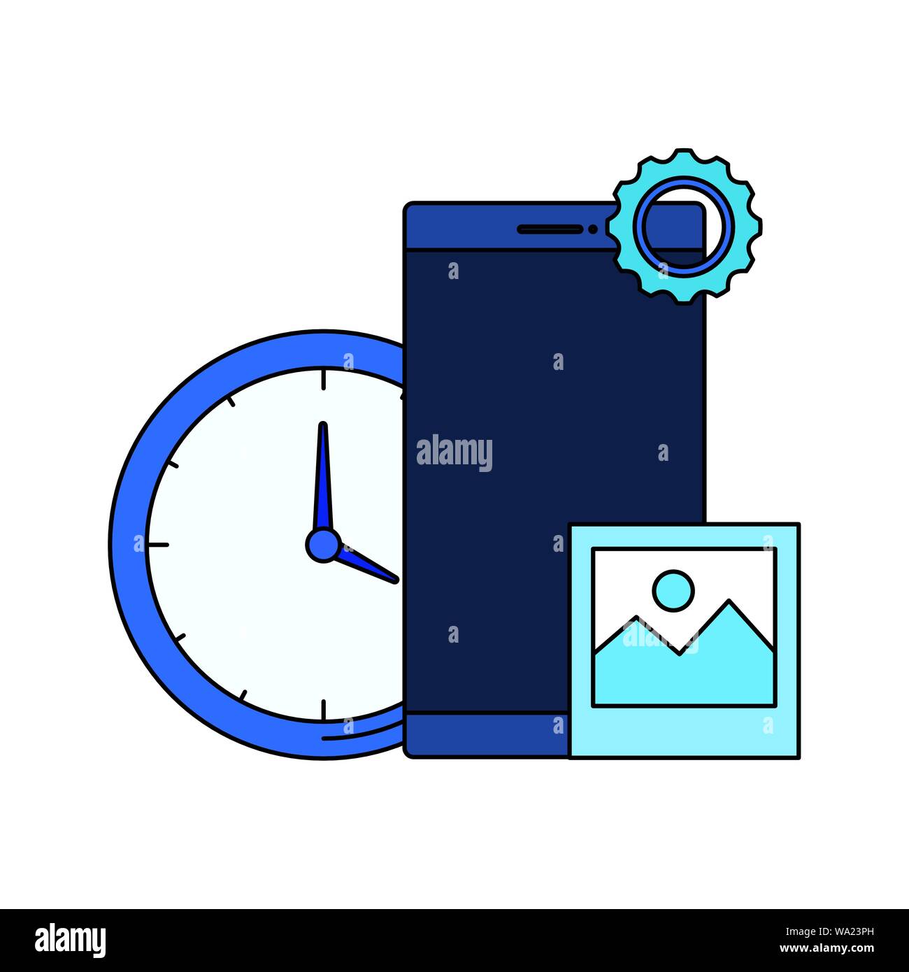 smartphone device with time clock Stock Vector Image & Art - Alamy