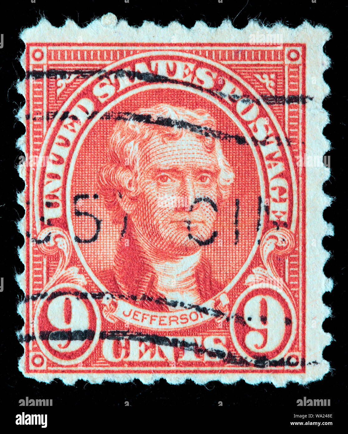 Thomas Jefferson (1743-1826), President of USA, postage stamp, USA, 1923 Stock Photo
