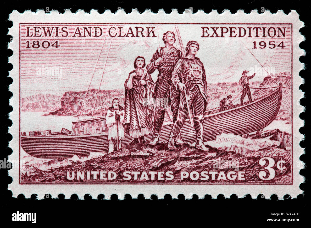 Meriwether Lewis (1774-1809), William Clark (1770-1838), Lewis and Clark Expedition, postage stamp, USA, 1954 Stock Photo