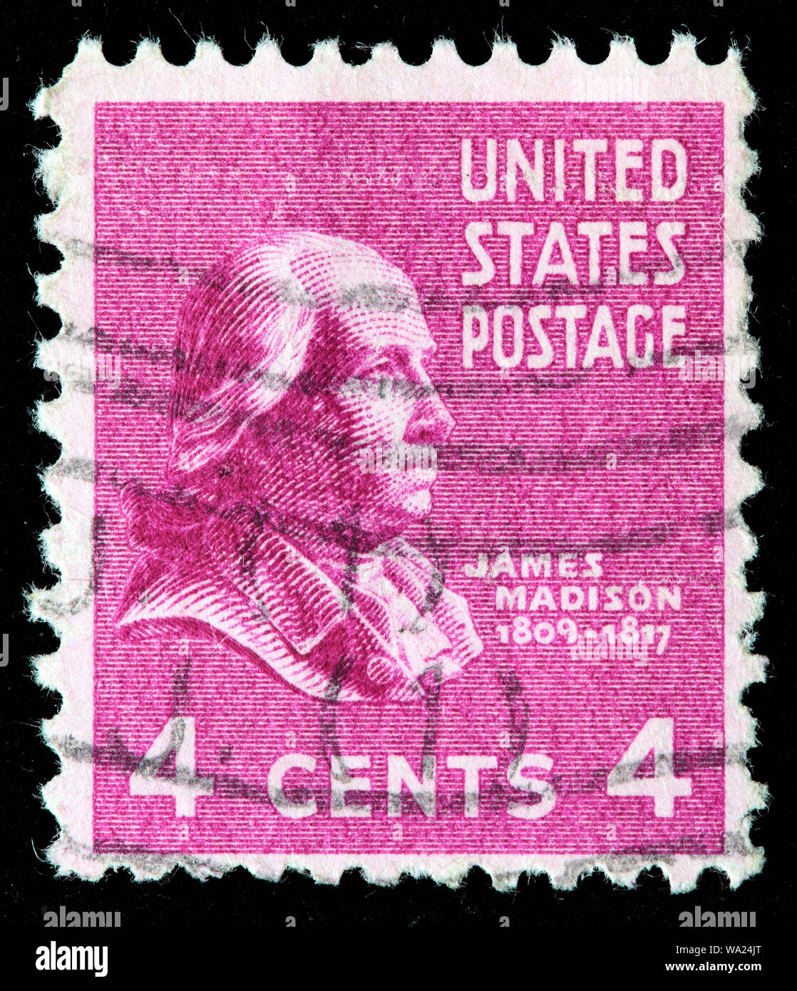 James Madison (1751-1836), President of USA, postage stamp, USA, 1938 Stock Photo