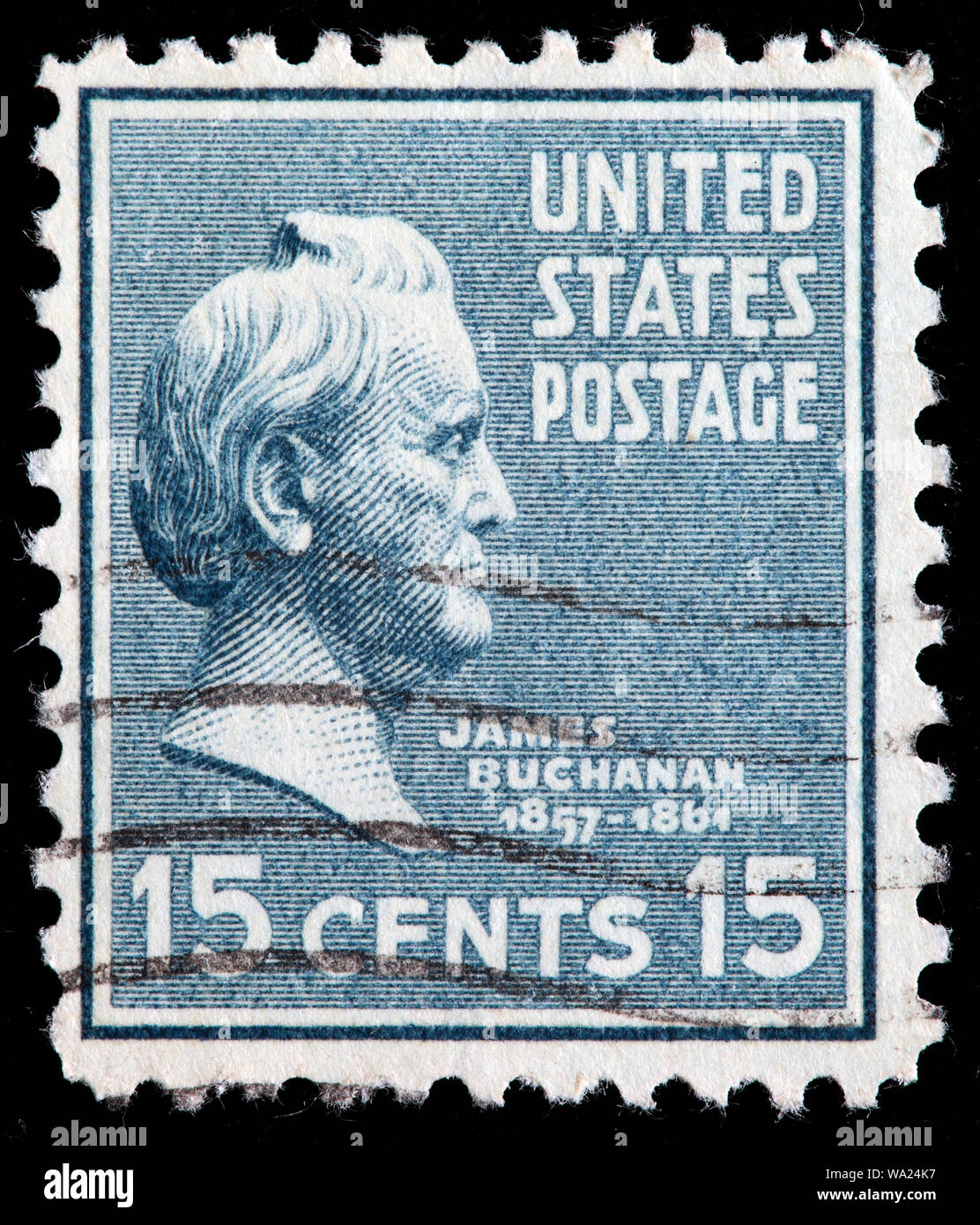 James Buchanan (1791-1868), President of USA, postage stamp, USA, 1938 Stock Photo