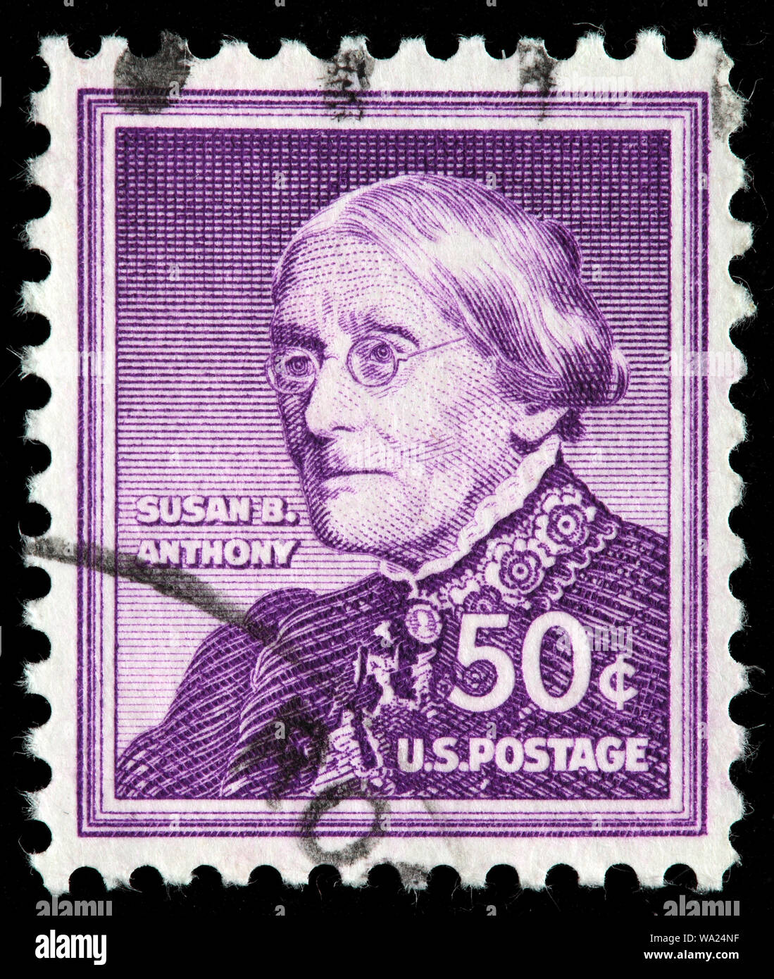 Susan B. Anthony (1820-1906), Women's rights activist, postage stamp, USA, 1955 Stock Photo