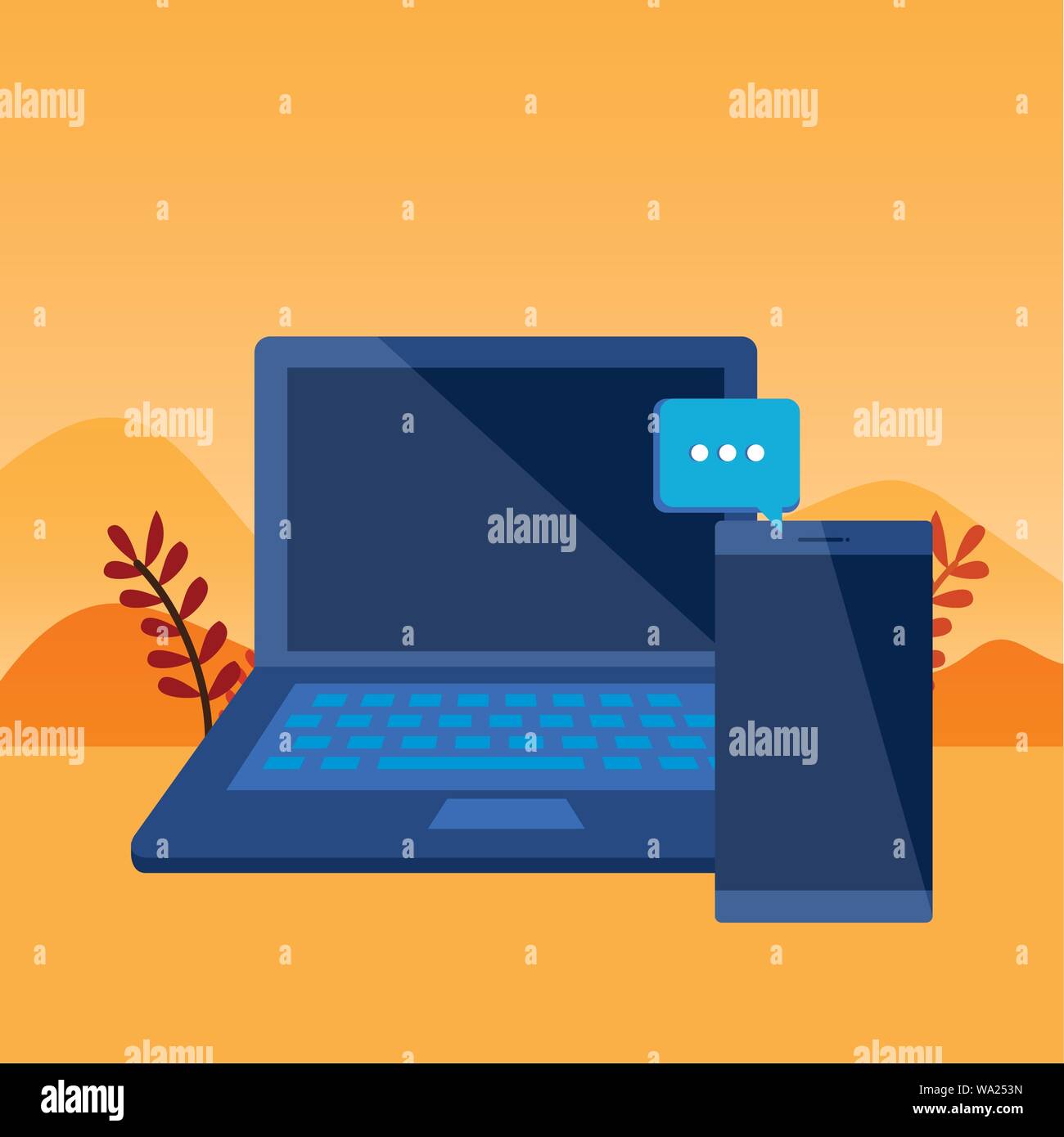 laptop computer and smartphone devices Stock Vector Image & Art - Alamy
