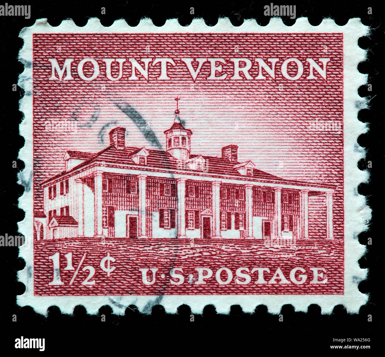 Mount Vernon, 1758, plantation house of George Washington, Fairfax County, Virginia, postage stamp, USA, 1956 Stock Photo