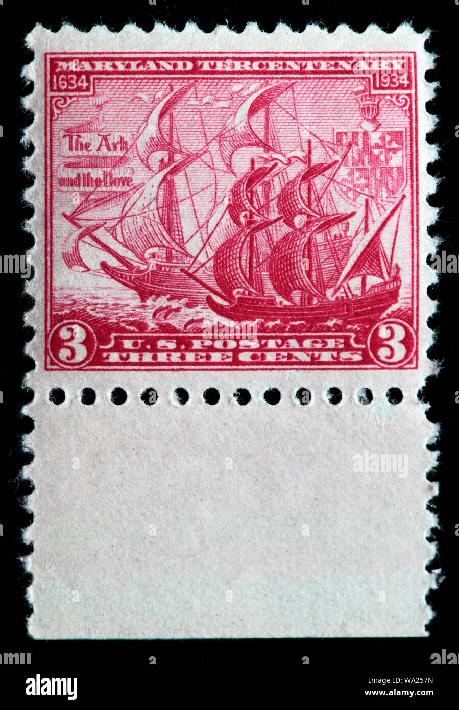 Ships The Ark and The Dove Maryland Tercentenary postage stamp