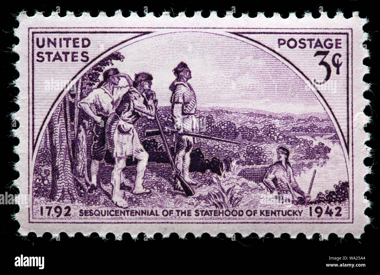 150 Years of Kentucky Statehood, pioneers, postage stamp, USA, 1942