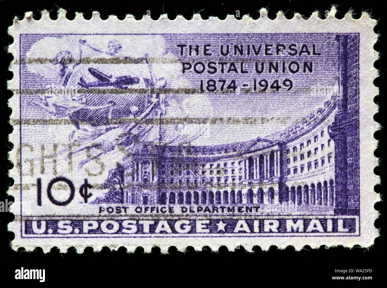 Post Office Department Building, UPU, Universal Postal Union, postage stamp, USA, 1949 Stock Photo