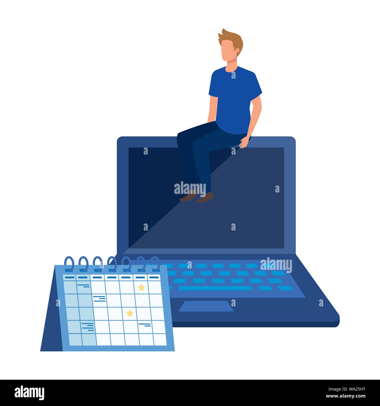 young man with laptop character Stock Vector Image & Art - Alamy