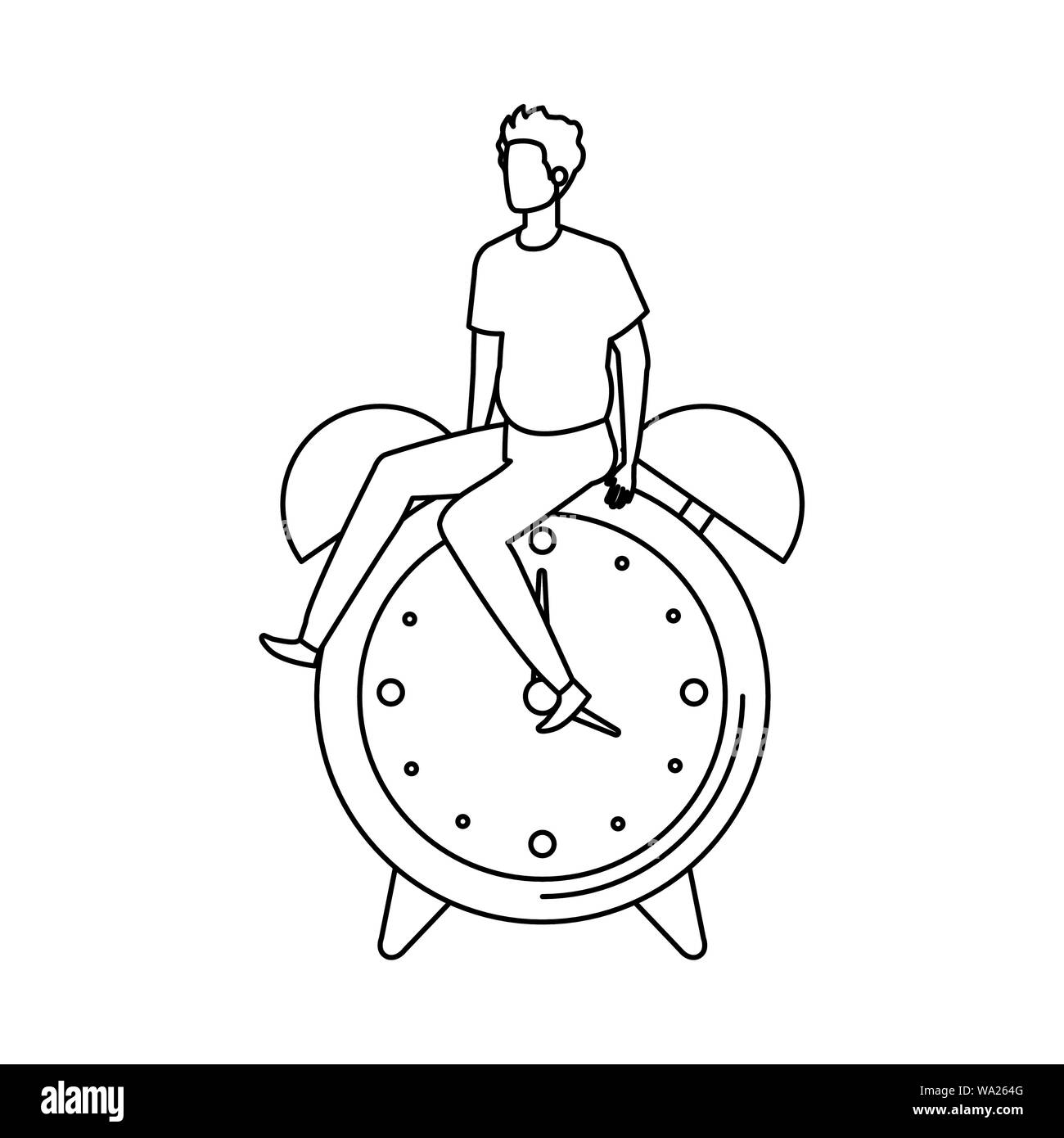 young man with alarm clock character Stock Vector Image & Art - Alamy