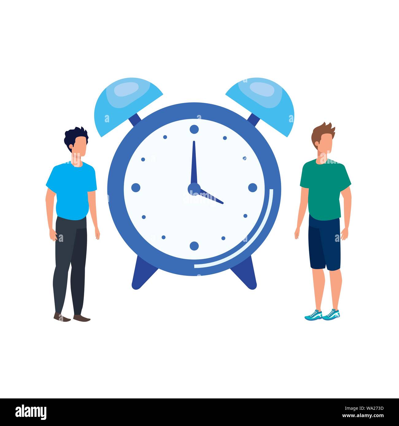 young men with alarm clock characters Stock Vector Image & Art - Alamy