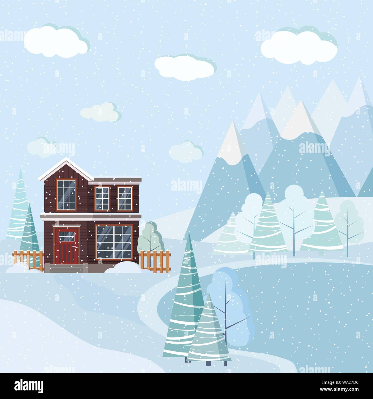 Beautiful Christmas winter nature landscape background with mountains ...