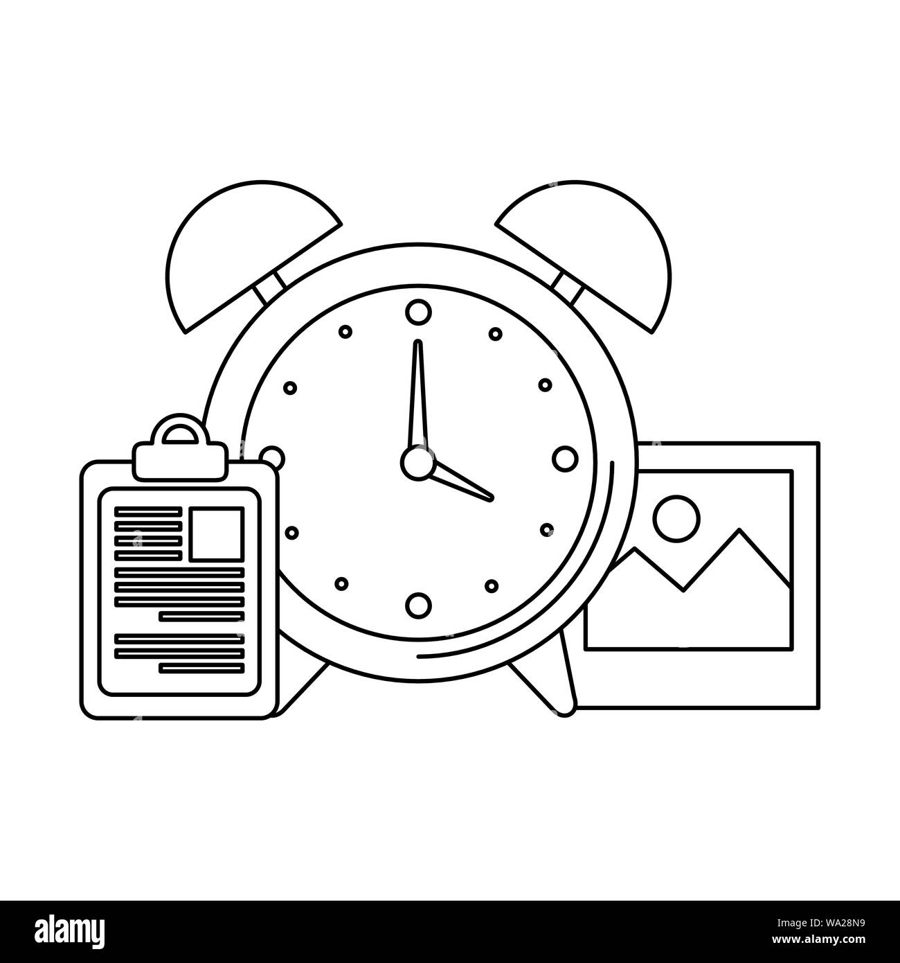 alarm clock with checklist icon Stock Vector