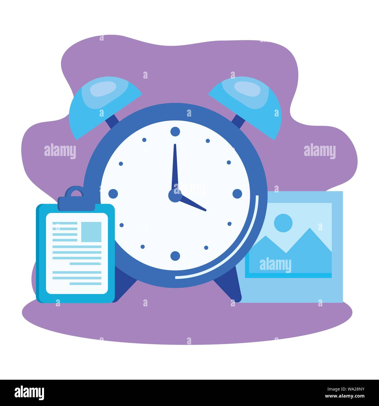 alarm clock with checklist icon Stock Vector