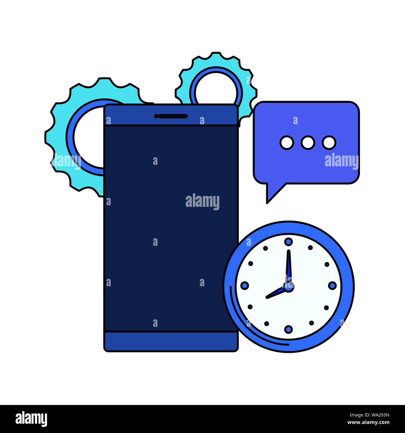smartphone device with time clock Stock Vector Image & Art - Alamy