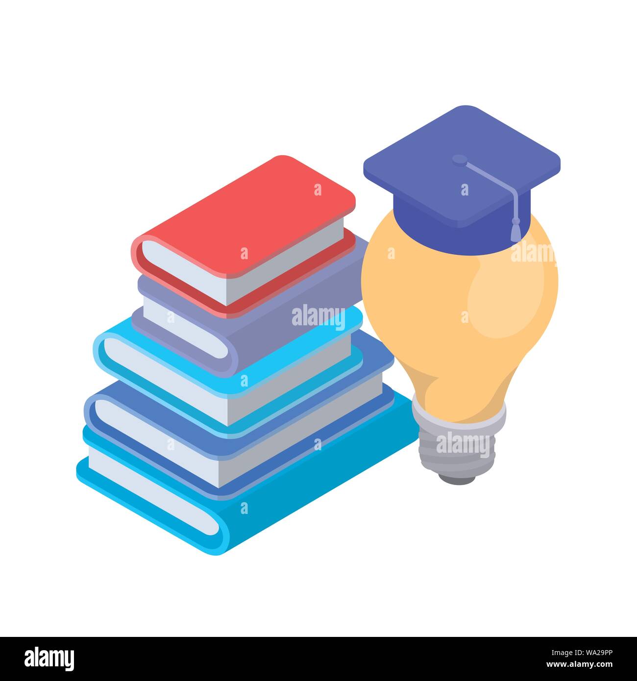 stack of books and light bulb on white background Stock Vector Image ...