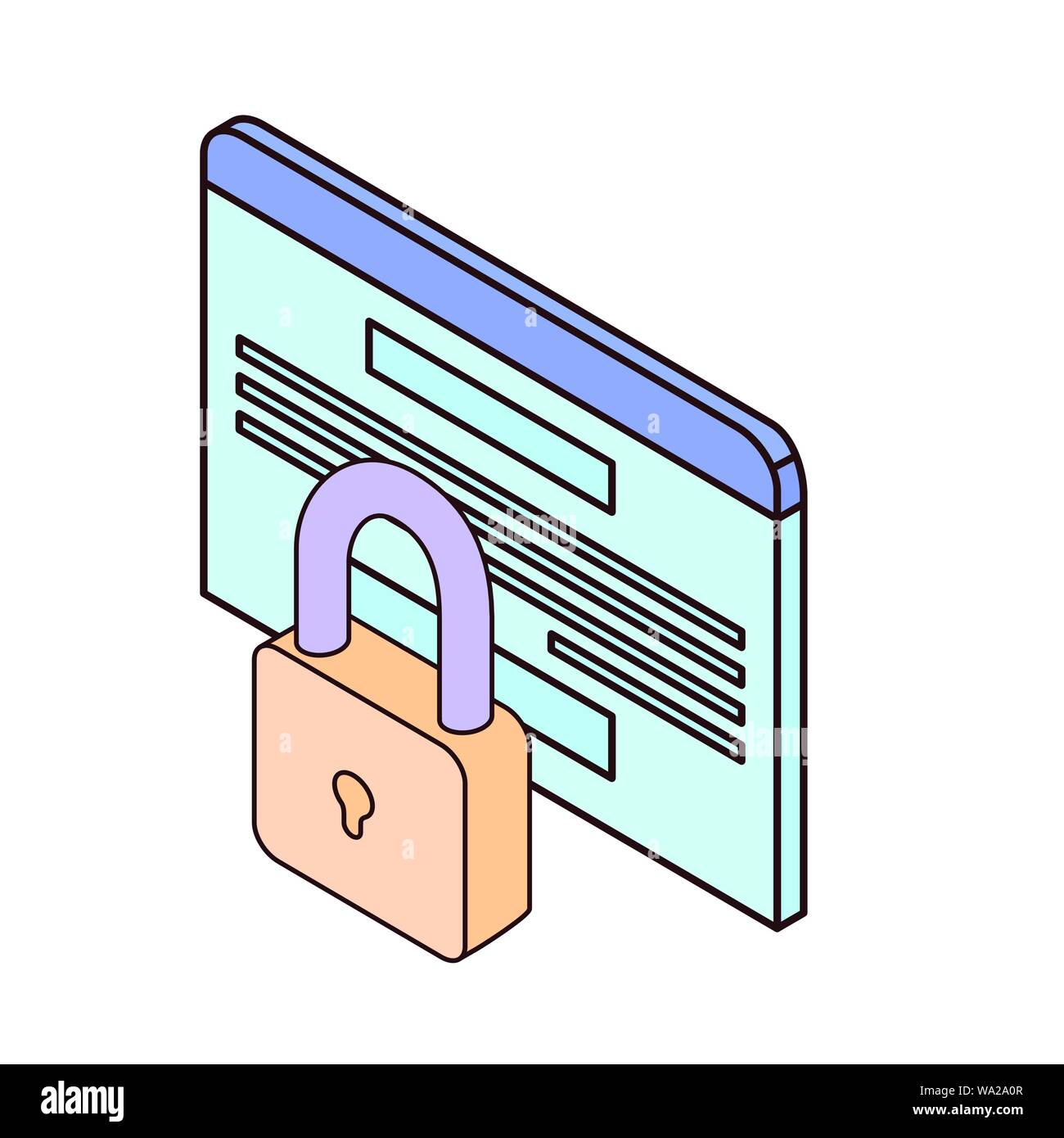 credit card with padlock on white background Stock Vector Image & Art ...