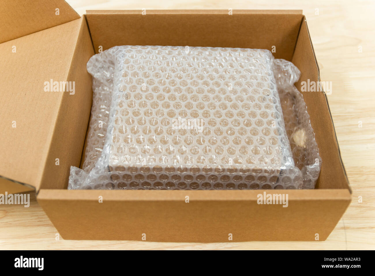 Bubbles covering the box by bubble wrap for protection product ...