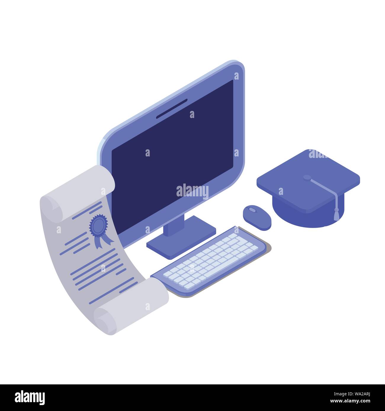 desktop computer screen with graduation certificate Stock Vector Image ...