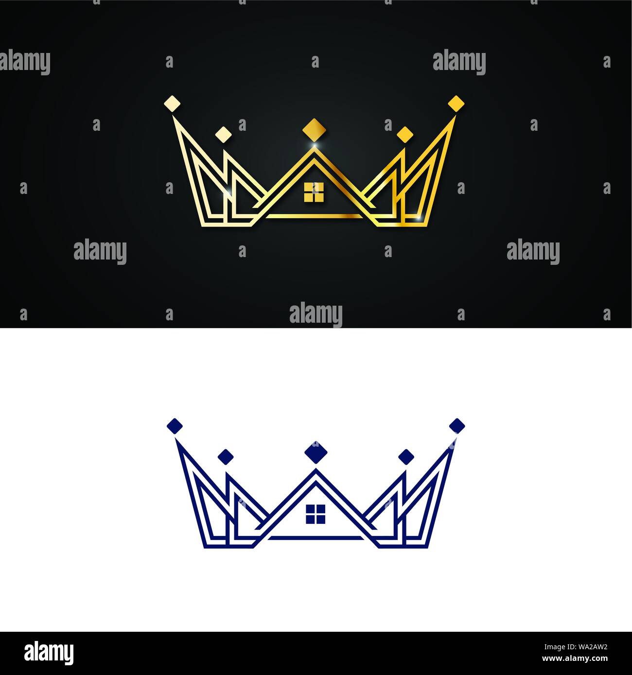 Elegant crown premium gold logo. Luxury royal king logotype. Monarch symbol. Realty vector sign Stock Vector