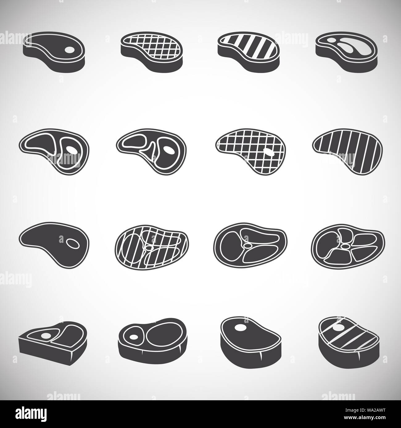 Steak related icons set on background for graphic and web design ...