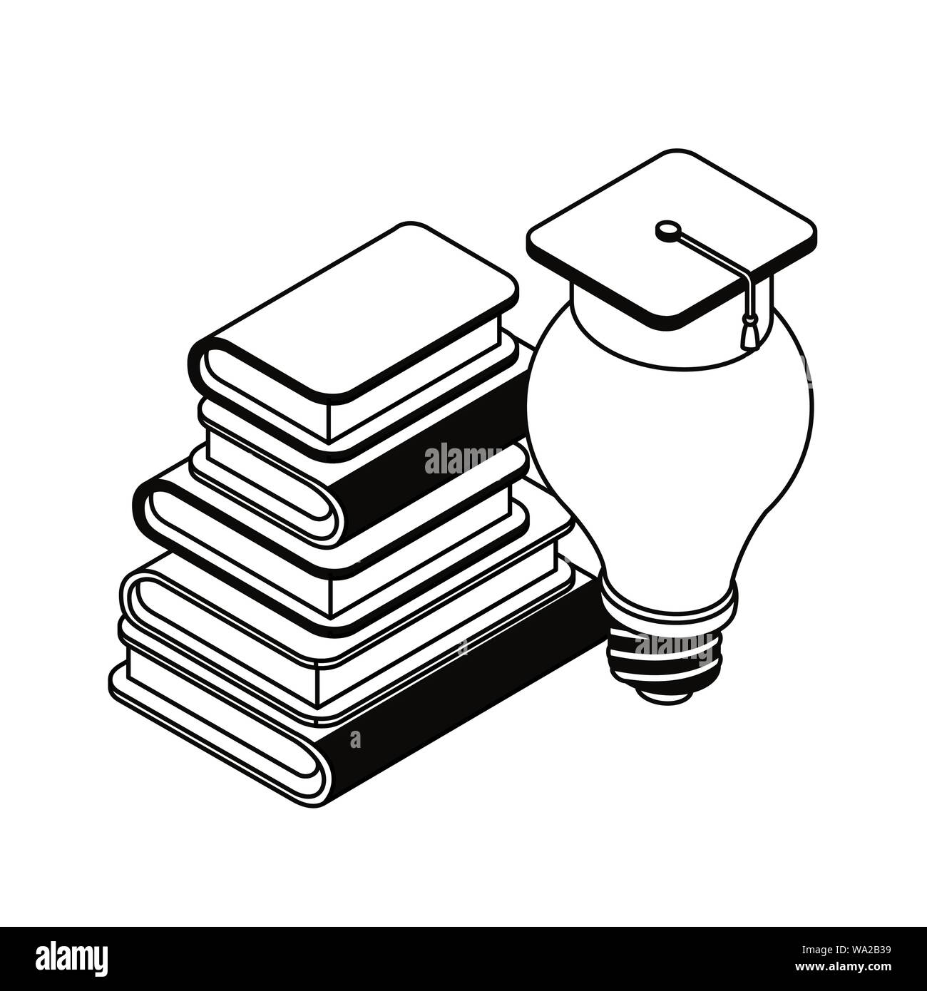 stack of books and light bulb on white background Stock Vector Image ...