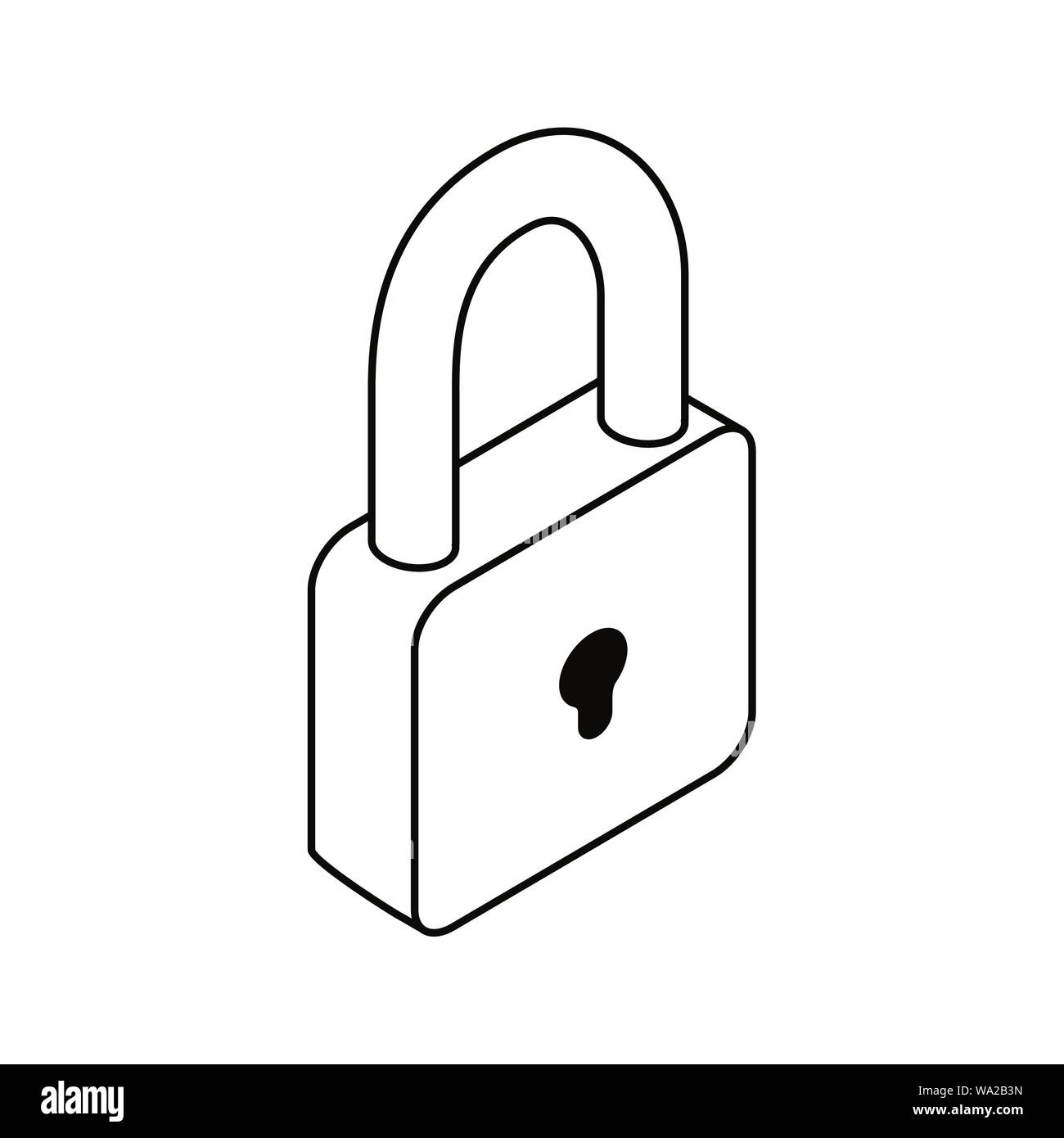silhouette of security padlock on on white background Stock Vector ...