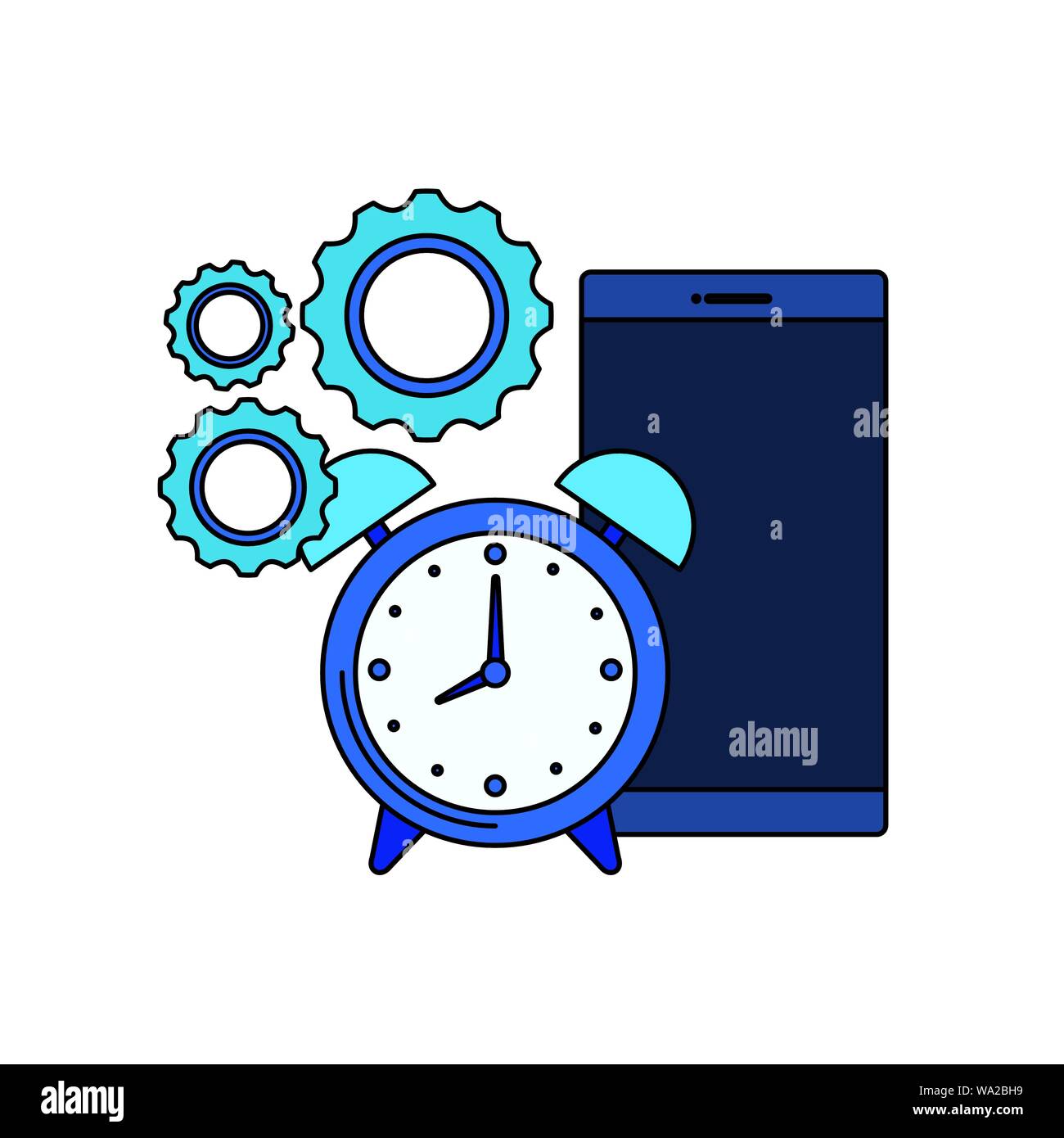 alarm clock with smartphone device Stock Vector