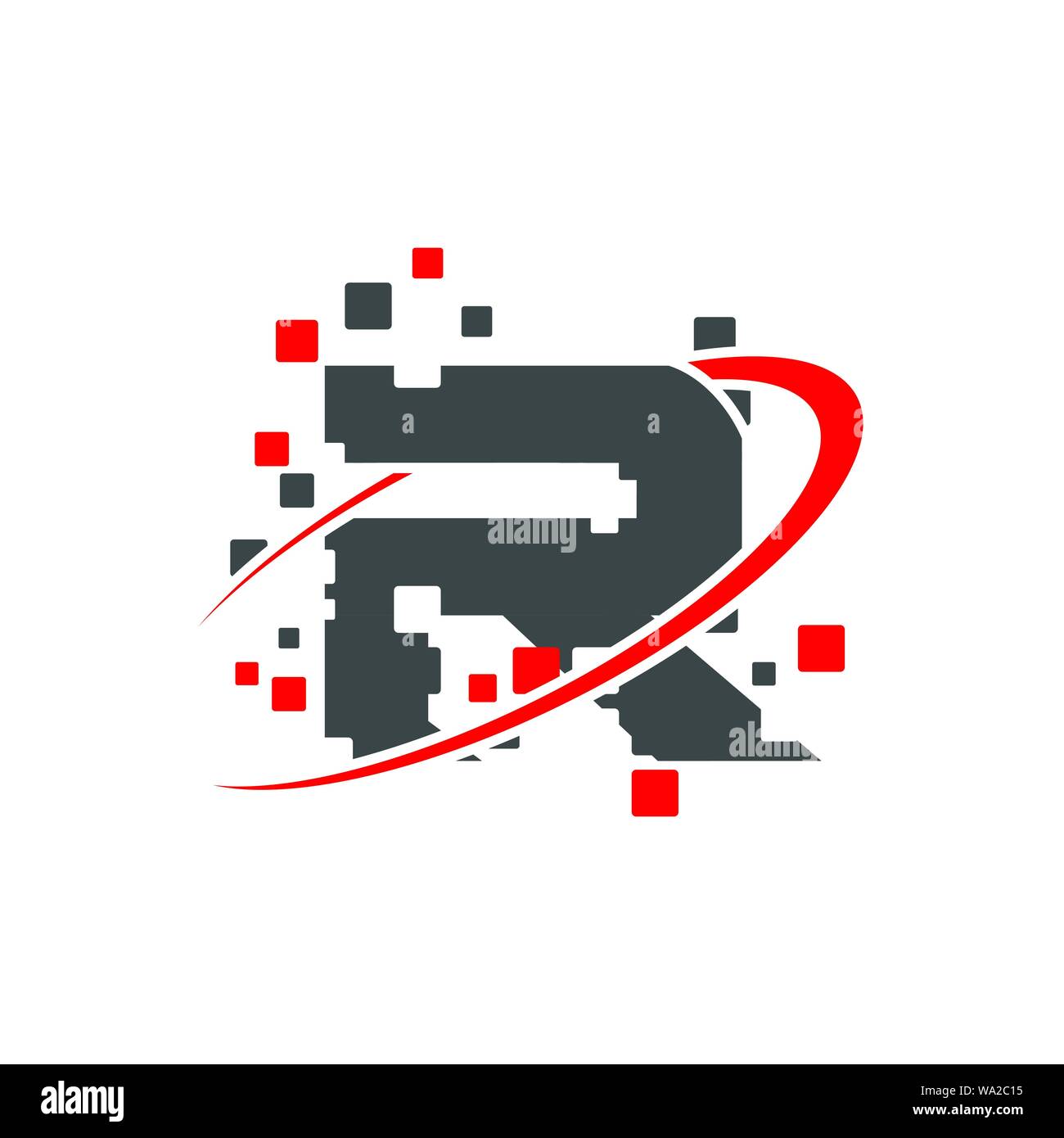Letter R data tech logo concept. creative Letter R data logo design template elements Stock Vector