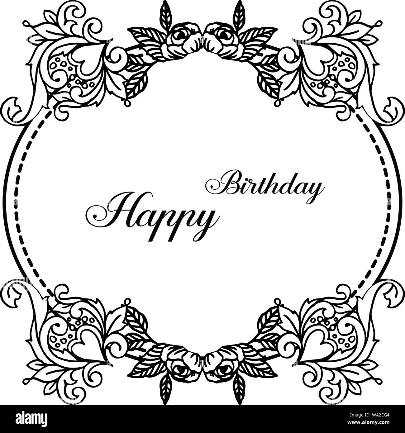 Happy birthday card Happy birthday greeting card sketch flowers frame  with watercolor spots on white background birthday  CanStock
