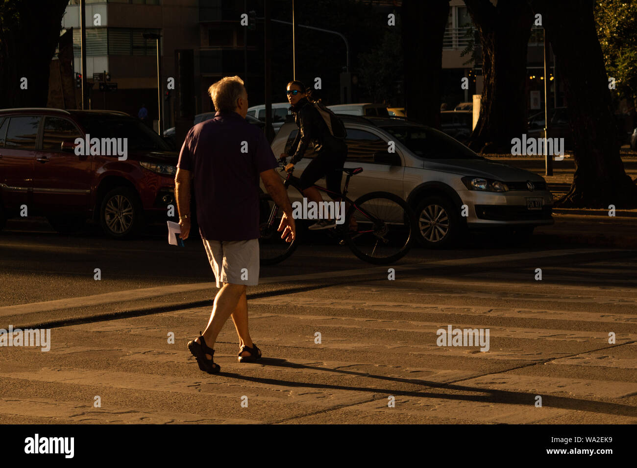 Good man Walking in Buenos Aires streets Stock Photo
