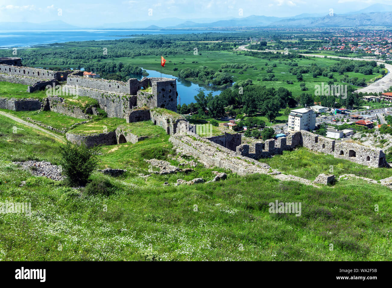 Panorma of the medieval Rozafa Castle close to Shkoder, Albania Stock Photo