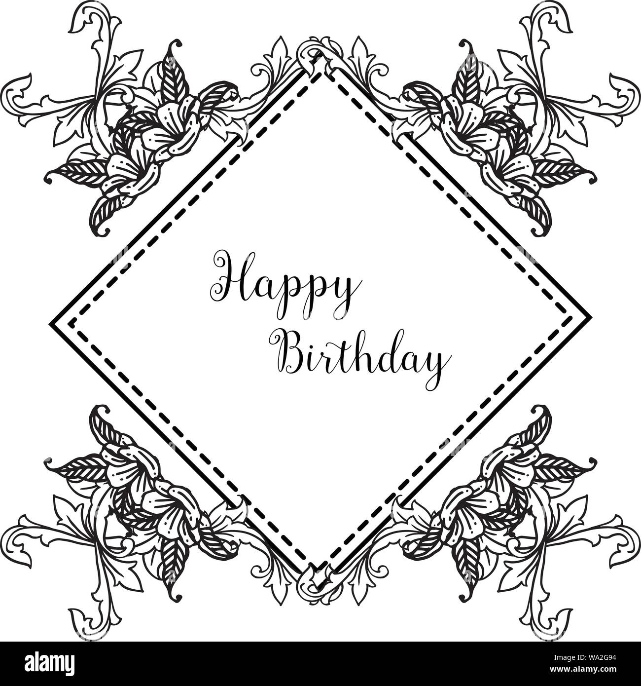 Happy birthday background, template of greeting card, invitation card, with wallpaper  design of beautiful floral frame. Vector illustration Stock Vector Image &  Art - Alamy