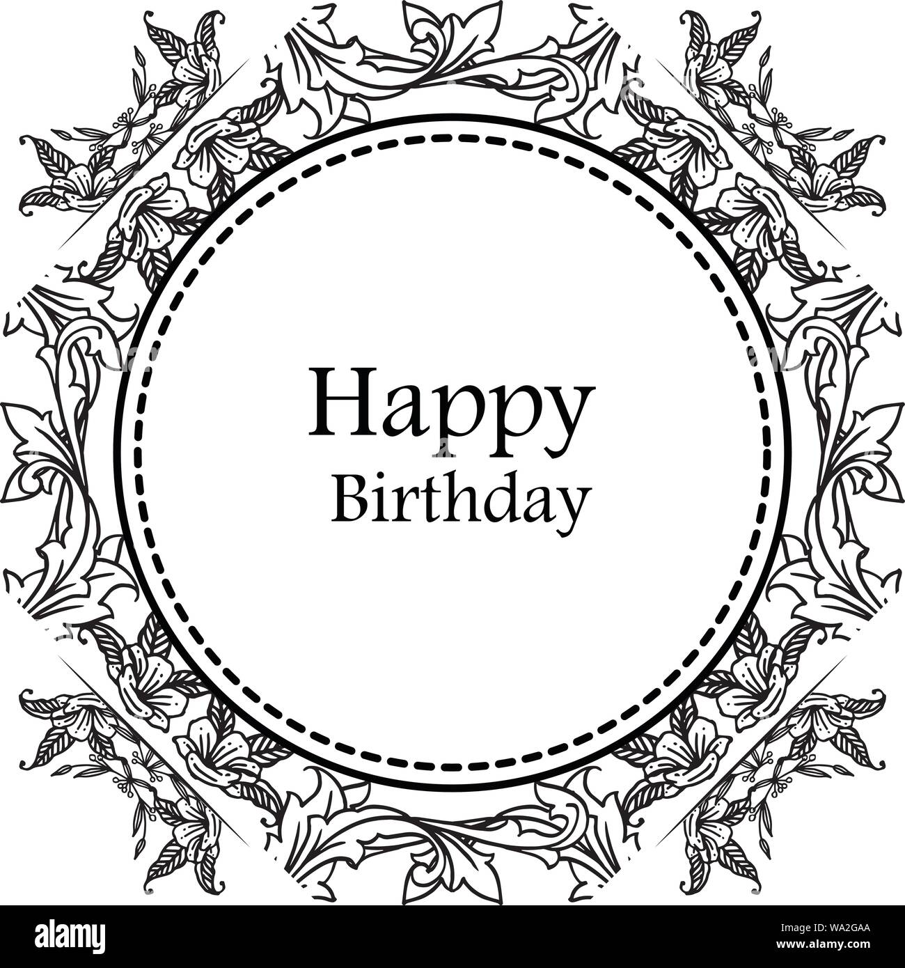 Happy birthday background, template of greeting card, invitation card, with wallpaper  design of beautiful floral frame. Vector illustration Stock Vector Image &  Art - Alamy