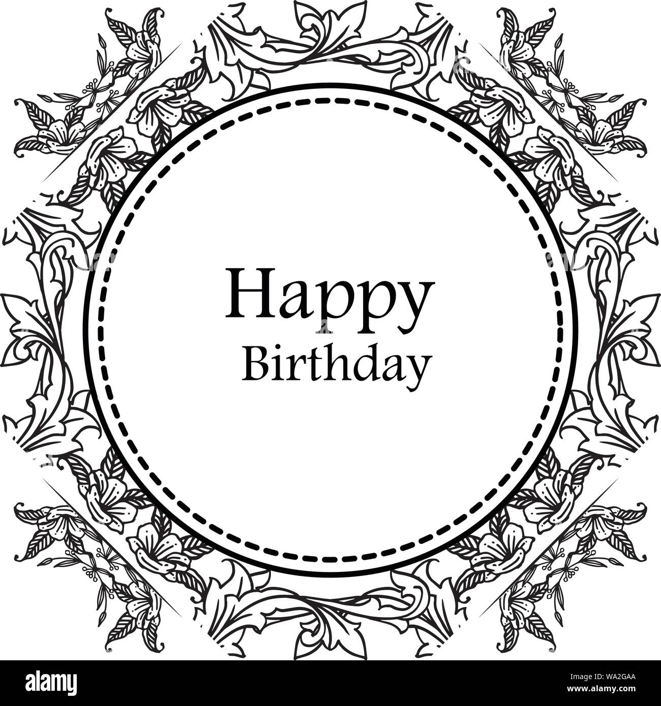 Happy birthday background, template of greeting card, invitation card, with  wallpaper design of beautiful floral frame. Vector illustration Stock Vector  Image & Art - Alamy