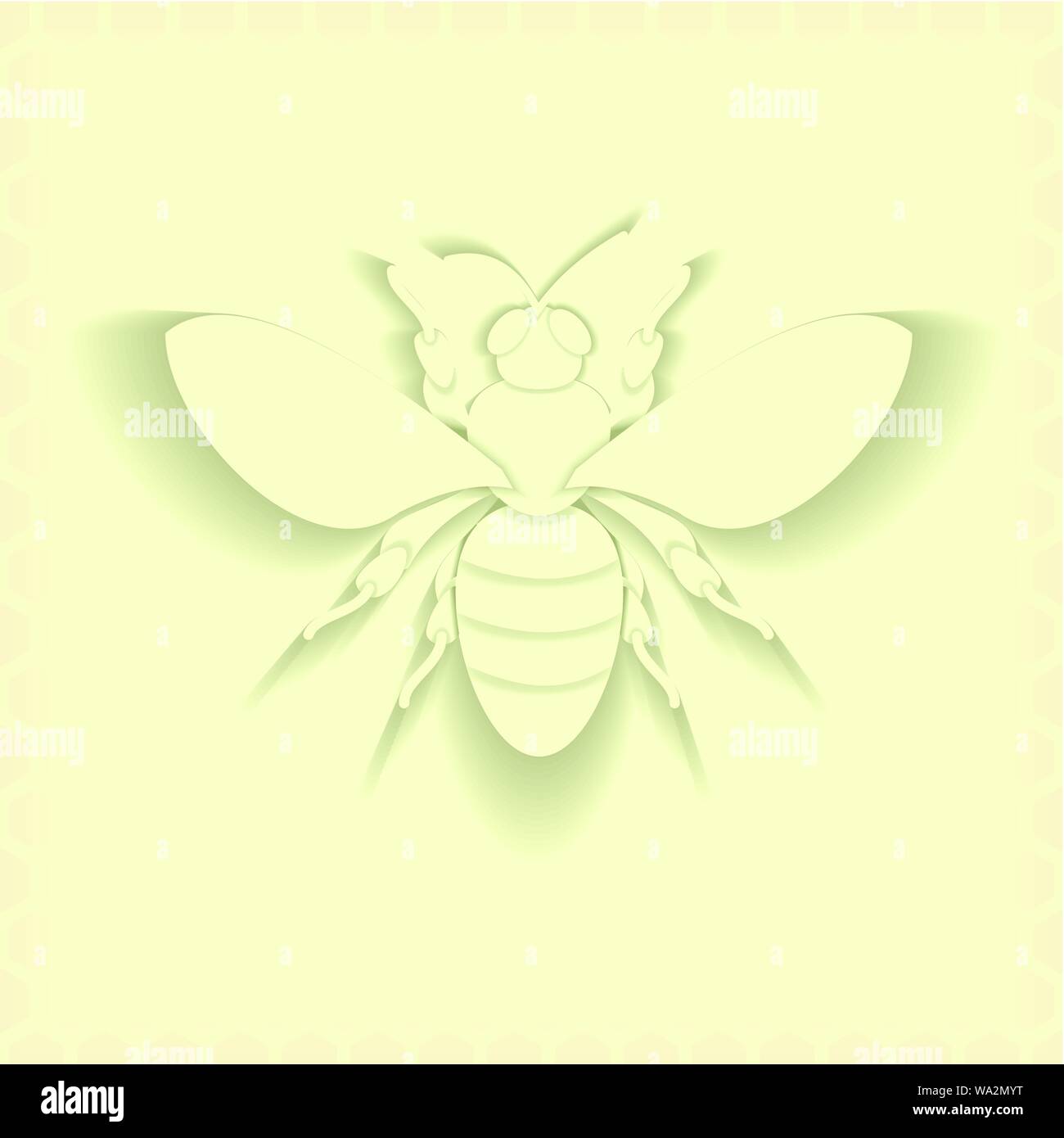 Bee honey paper cut style vector image. Stock Vector