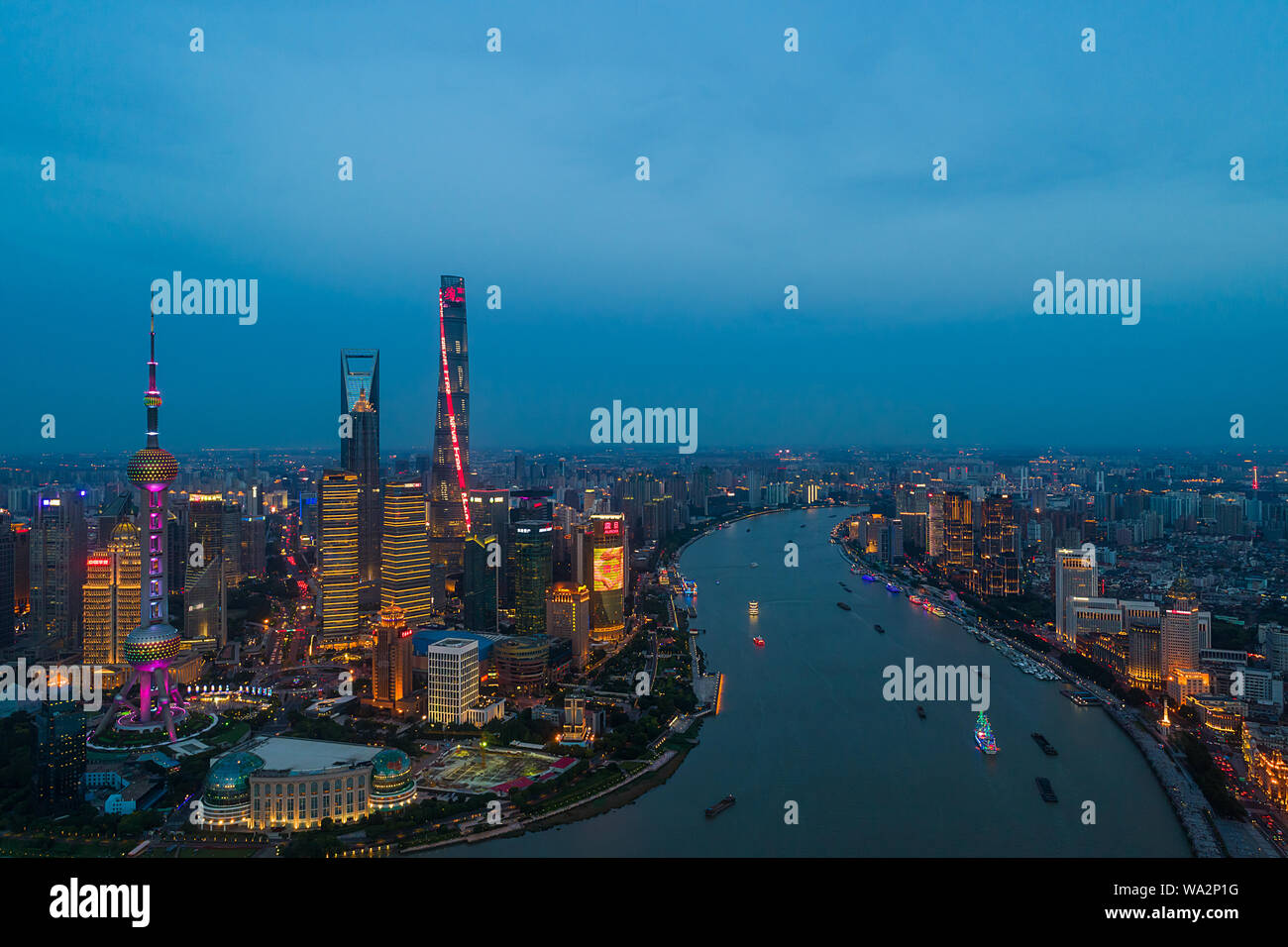 Aerial view shanghai downtown night hi-res stock photography and images ...