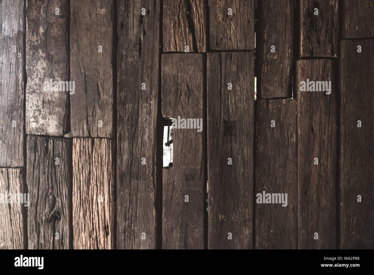 old rustic a piece of wood arrange for Wooden wall background or texture Stock Photo