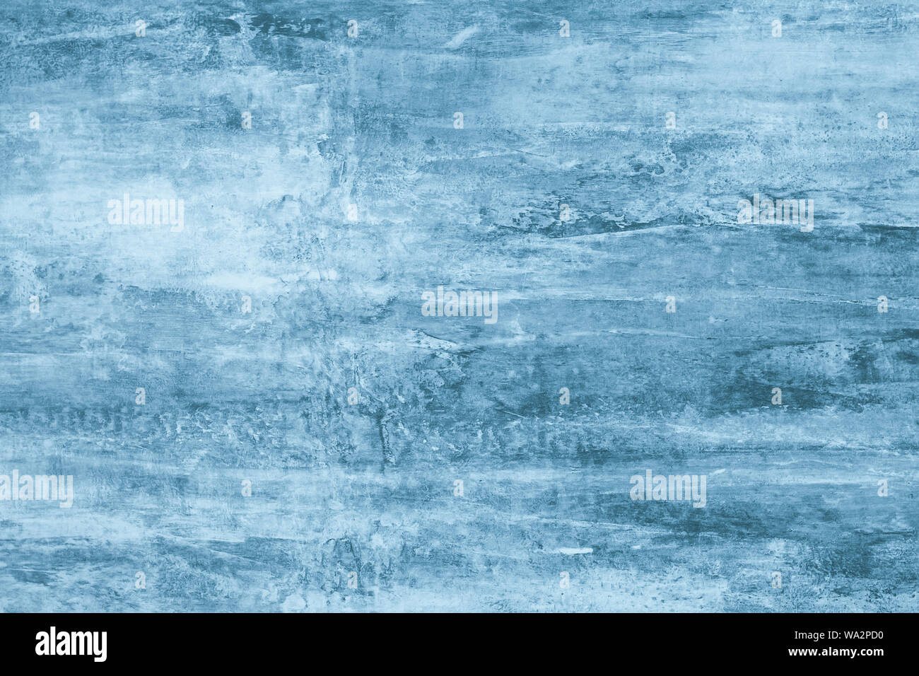 Blue textured wall background with abstract painted surface, grunge plaster pattern, soft gradient backdrop for design and copy space Stock Photo