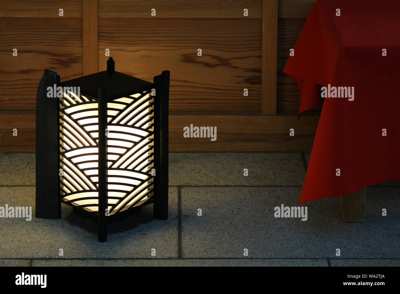 Japanese lanterns placed at the entrance of Japanese style architecture Stock Photo