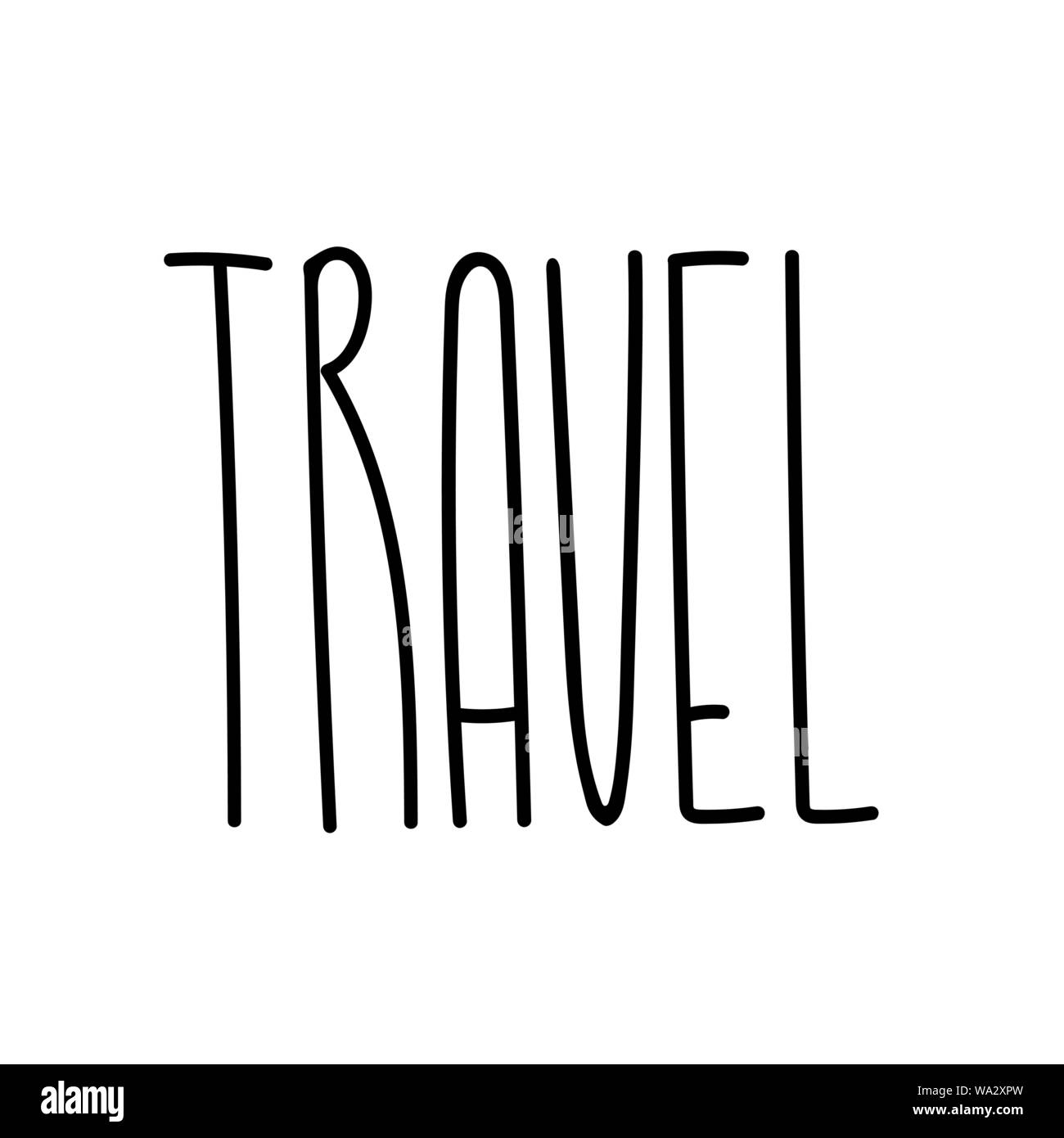 Travel lettering illustration. Text for travel inspiration. Time to travel postcard template. Banner, poster, card calligraphy. Journey text for print Stock Vector
