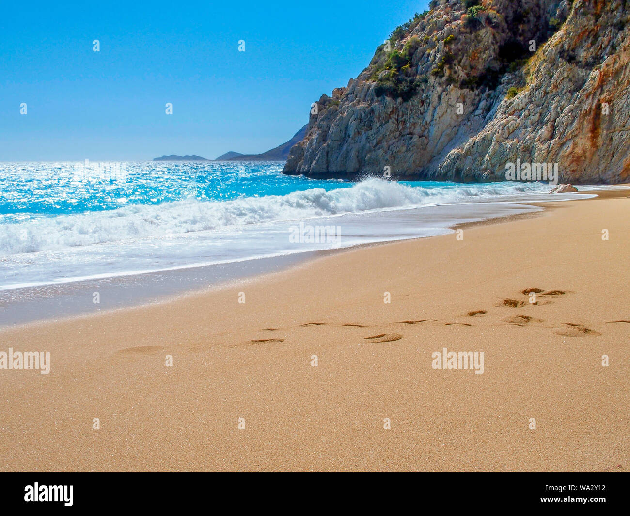 low angel view of  Kaputas beach in Turkey Stock Photo