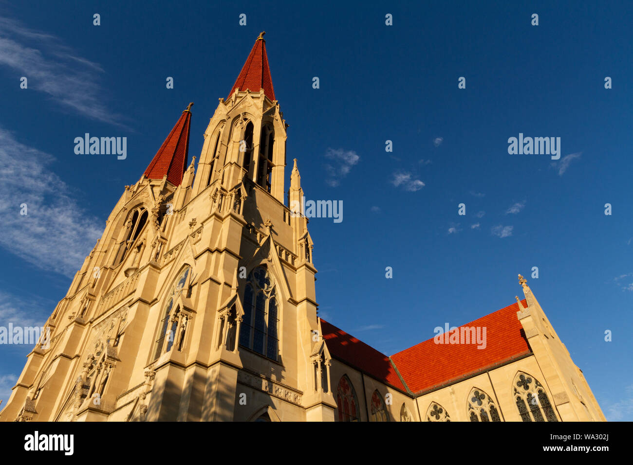 Looking up at the Cathedral of St Helena, Helena, Montana, USA Stock