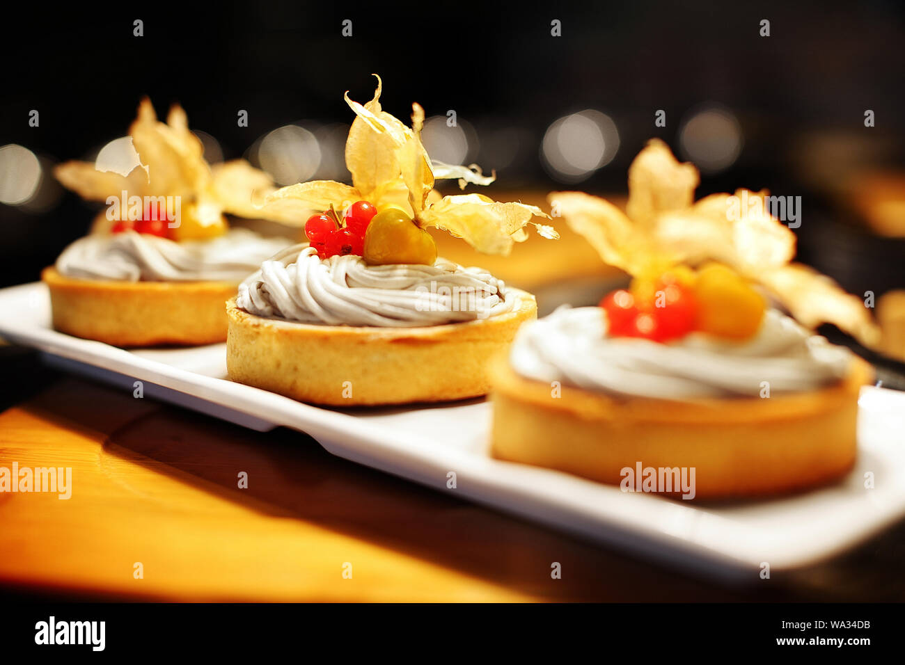 Cherry strawberry cream cakes Stock Photo