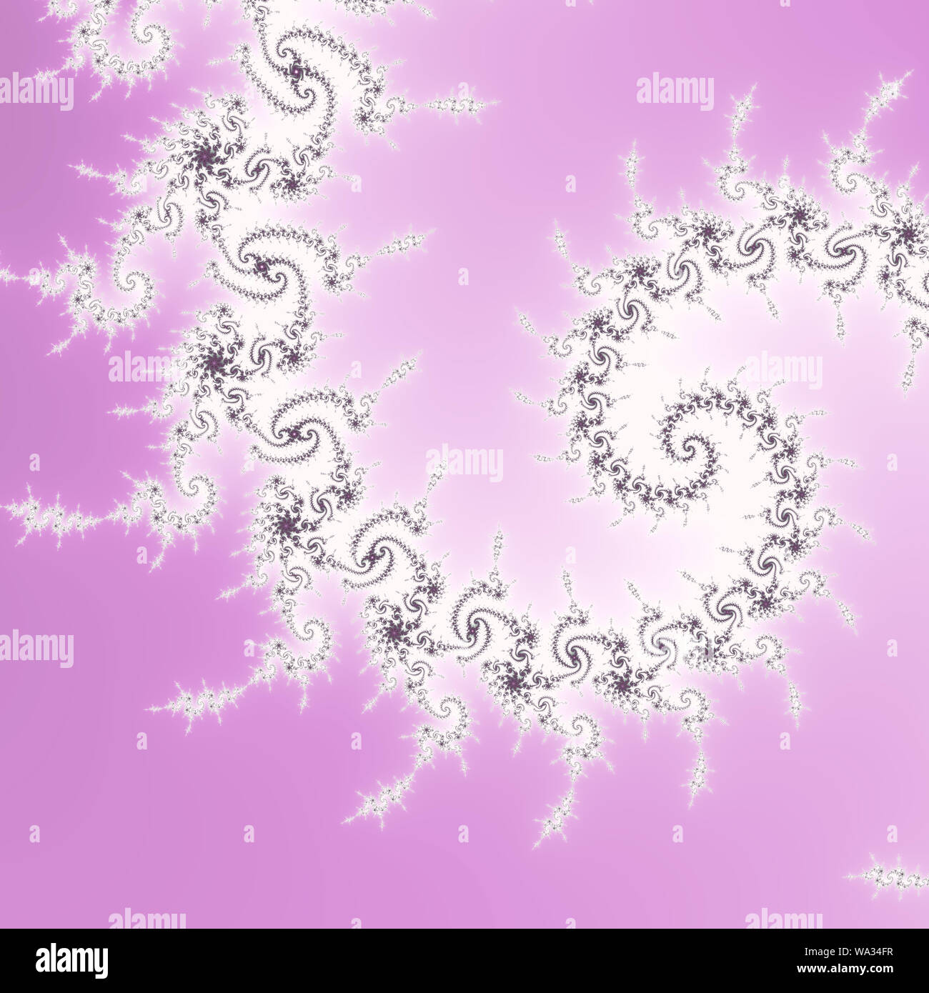 White, grey and pink mandelbrot fractal. Stock Photo