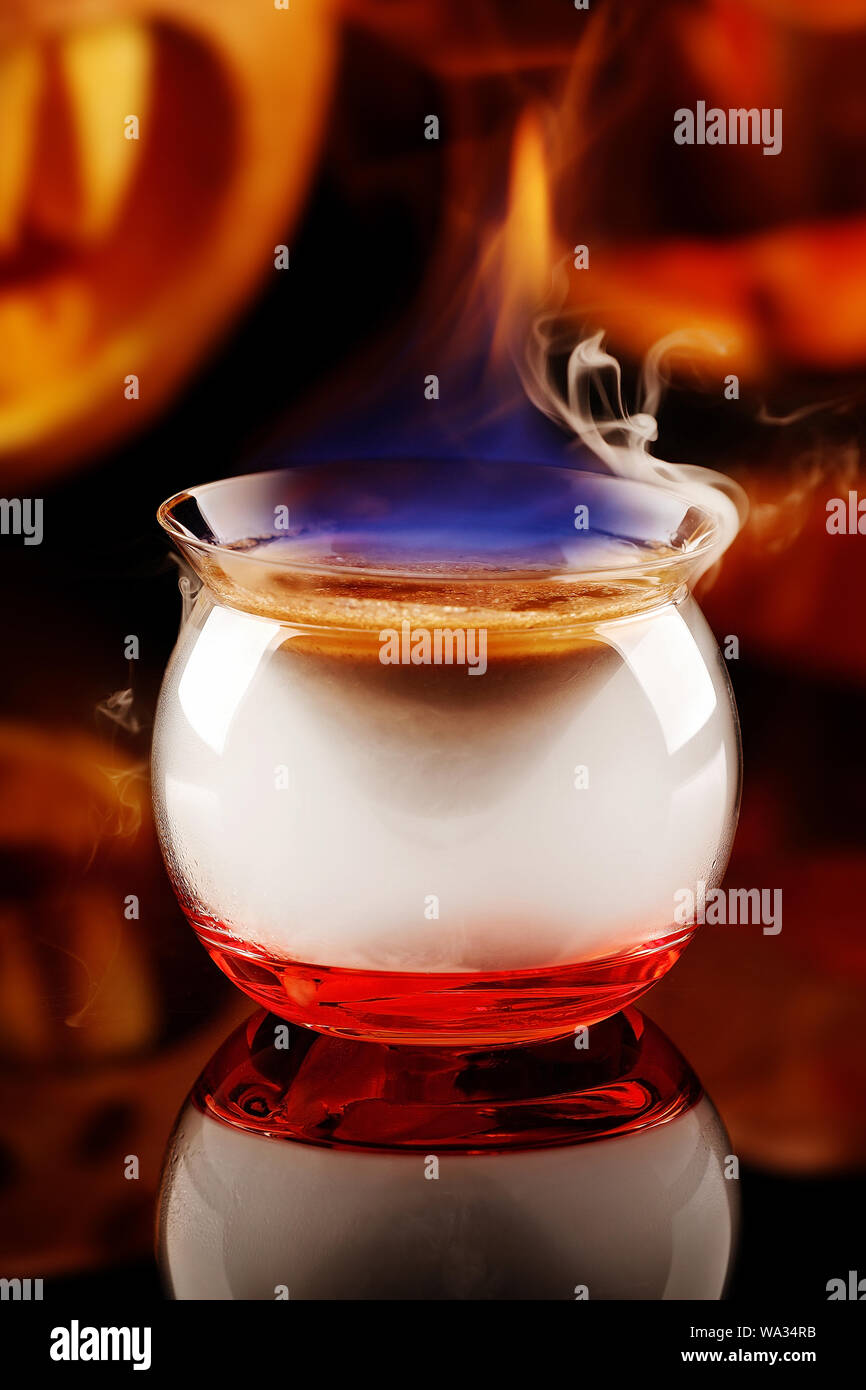 Halloween Halloween desserts fire smoke wine desserts Stock Photo