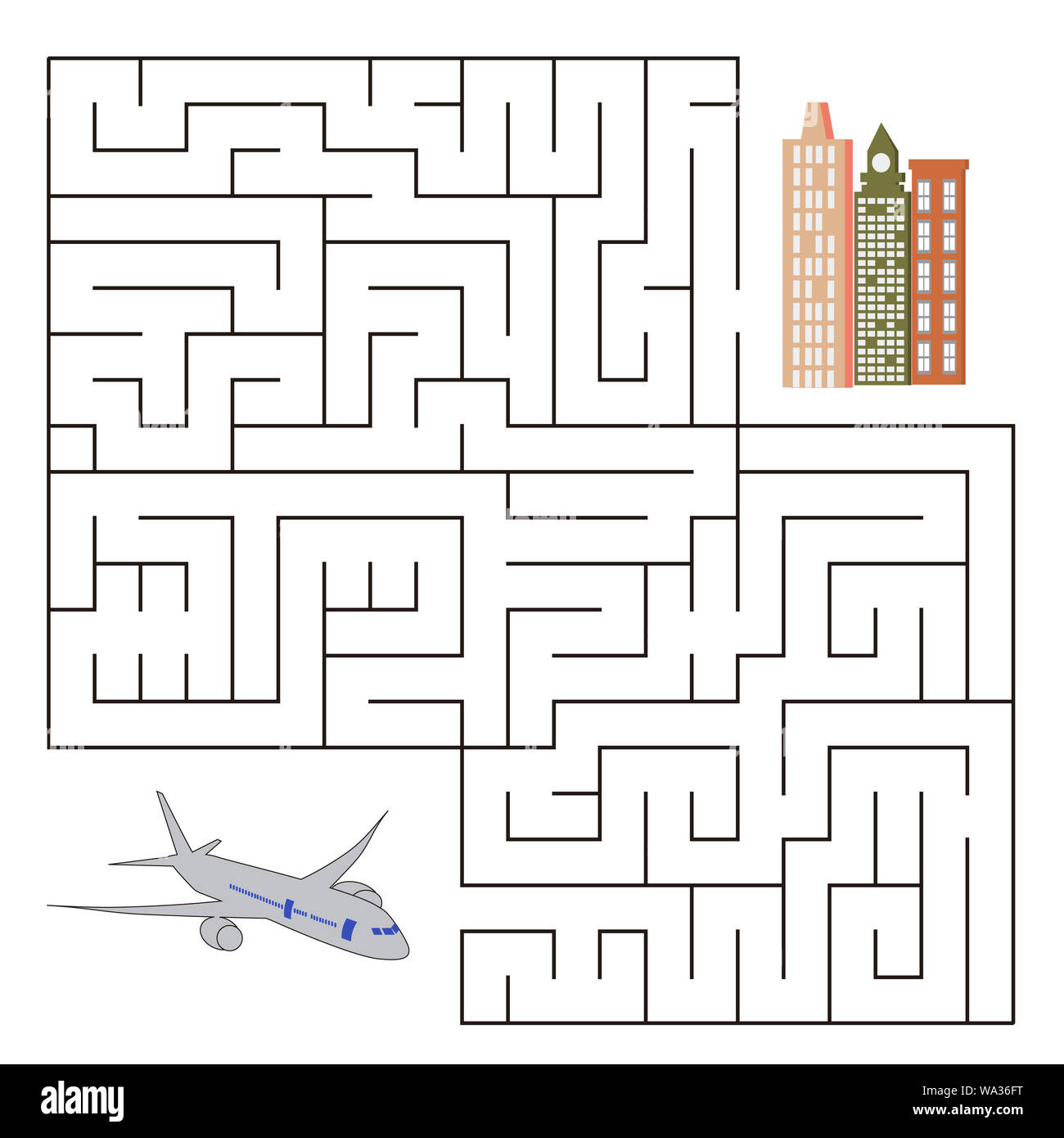 maze game for kids find right way isolated simple square maze on white background template page with game stock photo alamy