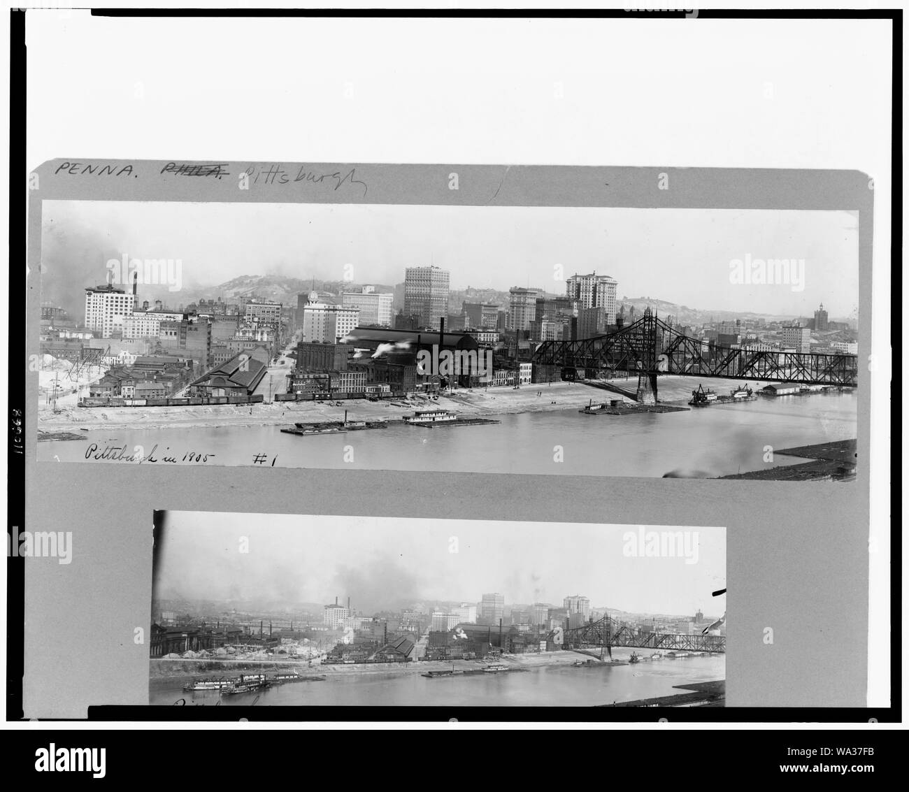 Date c1905 Title Bird's-eye view of Pittsburgh, Pennsylvania, with river in foreground Notes  H59462 U.S. Copyright Office. No. 1. Subjects  Bridges--Pennsylvania--Pittsburgh--1900-1910 Waterfronts--Pennsylvania--Pittsburgh--1900-1910 Rivers--Pennsylvania--Pittsburgh--1900-1910 Pittsburgh (Pa.)--1900-1910 Pennsylvania--Pittsburgh Pennsylvania--Pittsburgh Stock Photo