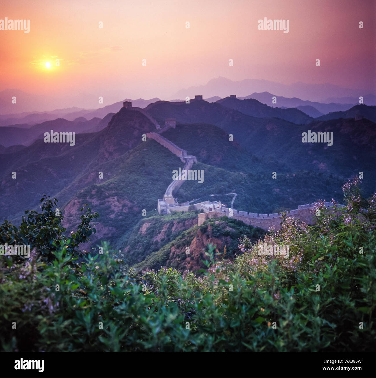 Jinshanling Great Wall sunrise Stock Photo