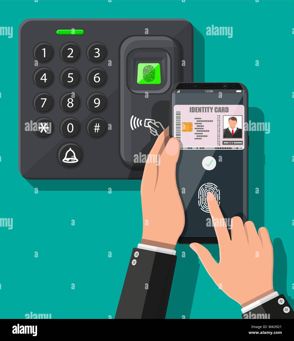 Password and fingerprint security device with hand Stock Vector Image ...